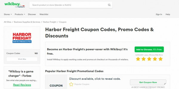 Obtenga códigos promocionales de Harbor Freight a través de Wikibuy