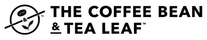 Logotipo de granos de café y hojas de té