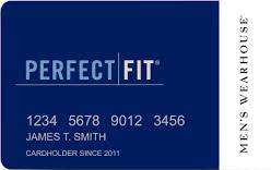 Logotipo de la tarjeta de crédito de la tienda Wearhouse Perfect Fit para hombres