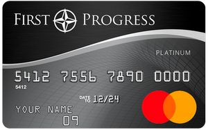 Logotipo de la tarjeta de crédito asegurada Mastercard Platinum Select de First Progress