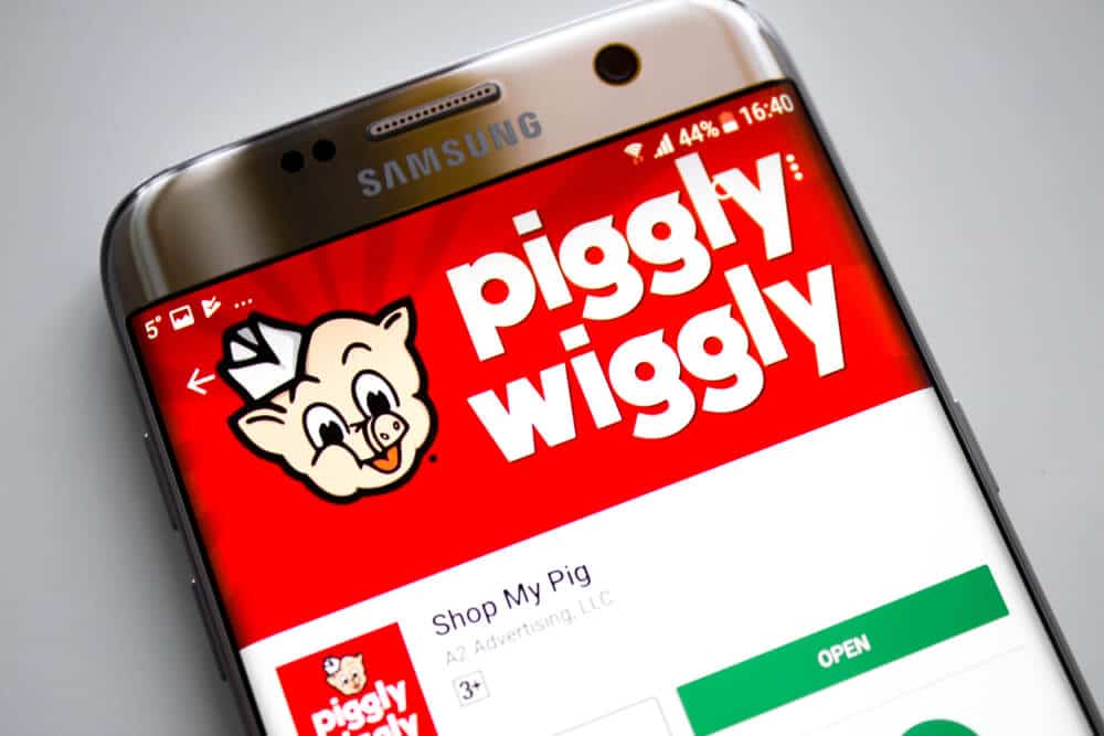 Aplicación Piggly Wiggly en un teléfono