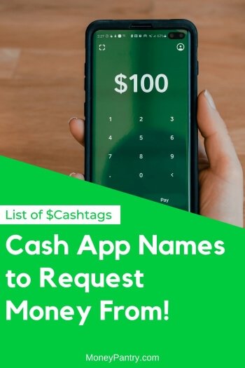 Lista de $Cashtags o nombres de aplicaciones de efectivo para solicitar dinero de...